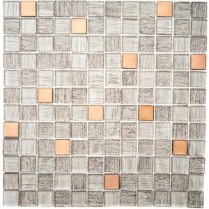 Copper Antwerp 11.81 in. x 11.81 in. Square Joint Gloss Glass Mosaic Wall Tile (0.97 sq. ft./Ea)
