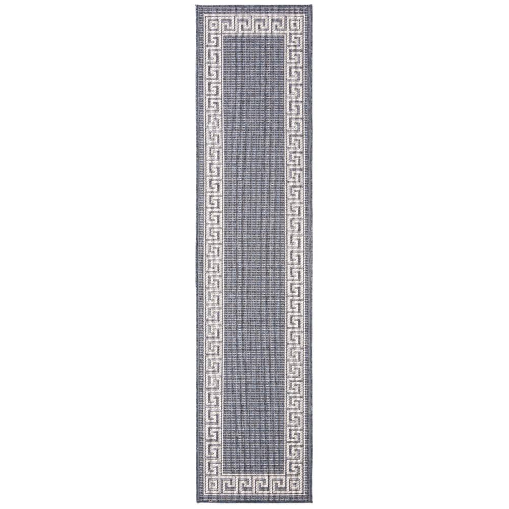 SAFAVIEH Bermuda Dark Blue/Ivory 2 ft. x 6 ft. Runner Border Striped