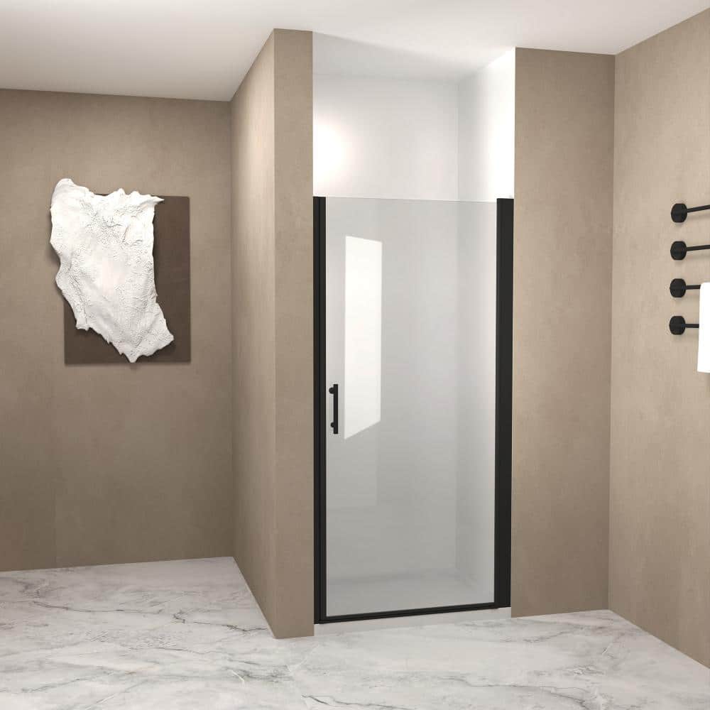 "24 in. W x 72 in. H Pivot Framed Shower Door in Black Finish with 1/4"" (6MM) SGCC Tempered Glass" price history on PriceWatchPro