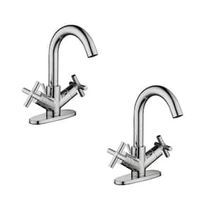 Dorset Cross Double-Handle Single-Hole Bathroom Faucet in Polished Chrome (2-Pack)