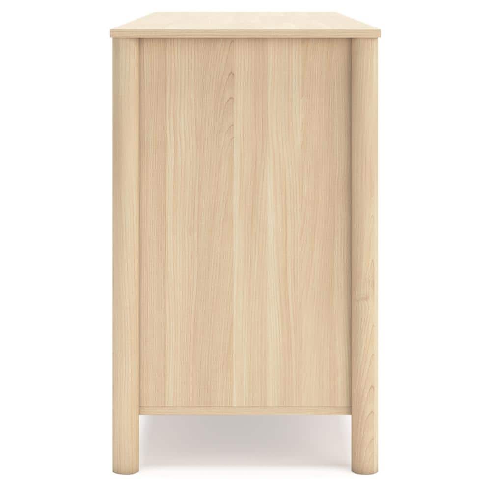 Cabinella Beige Six Drawer Dresser with Metallic Brown Knobs