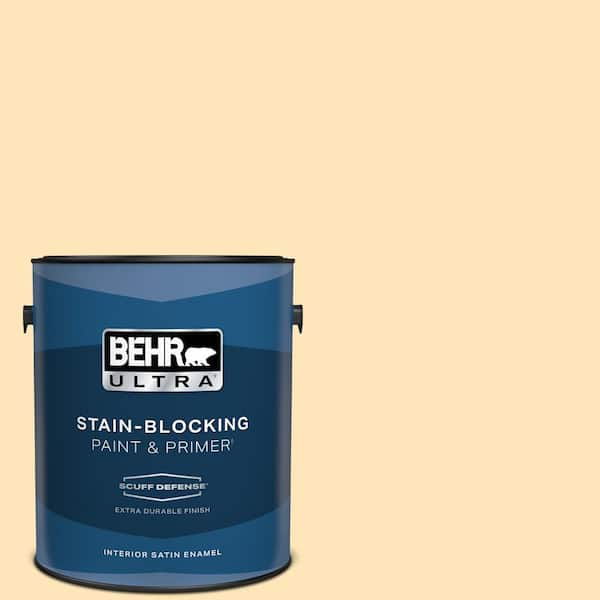 BEHR ULTRA 1 gal. #BIC-28 Butter Creme Extra Durable Satin Enamel Interior Paint & Primer