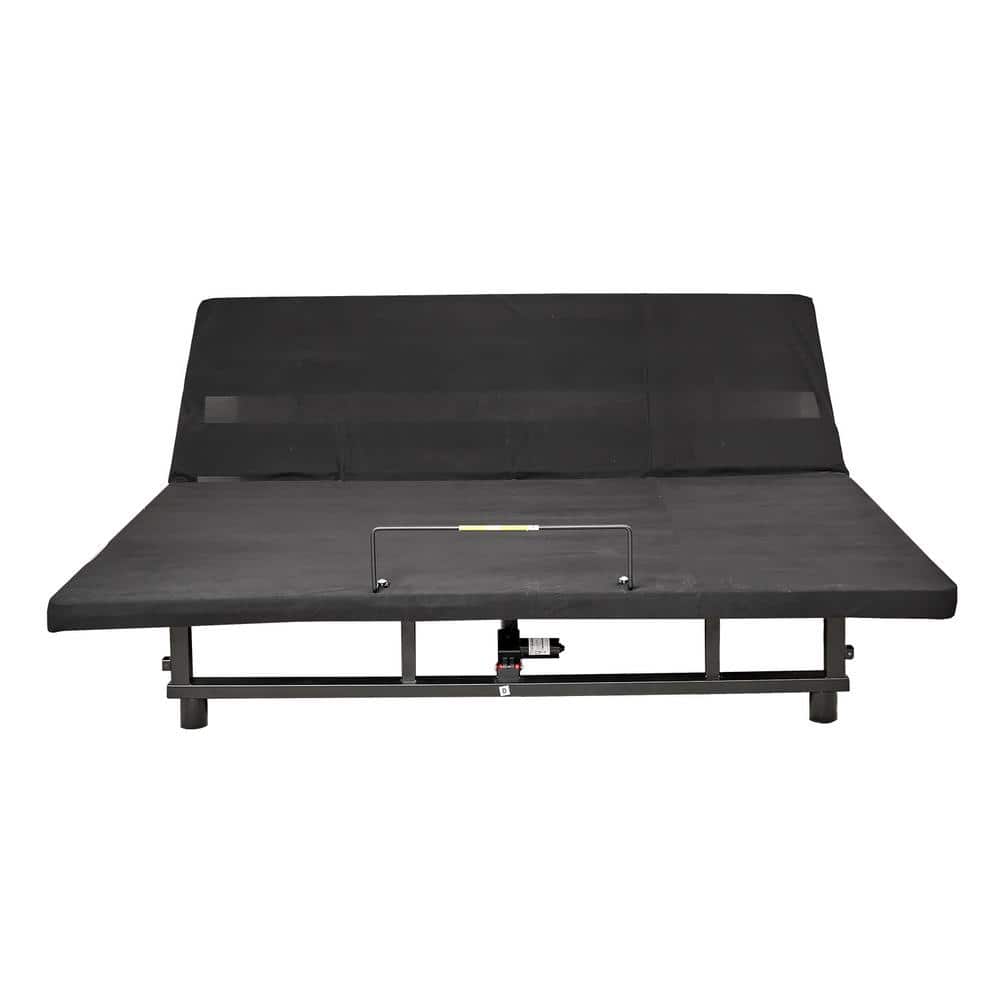Black Steel Frame Full Size Platform Bed with Head and Foot Incline Wireles