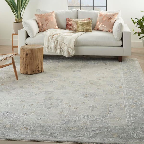 Asher Lt Grey 9 ft. x 13 ft. Persian Medallion Traditional Area Rug
