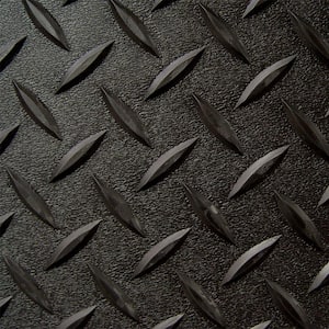 Textured Slip Resistant Diamond Plate 5 ft. x 20 ft. Black Vinyl Garage Flooring Roll