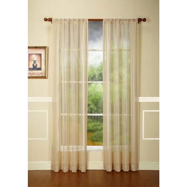 Home Fashions International Natural Rod pocket Curtain Single Panel, 42 in. W x 84 in. L