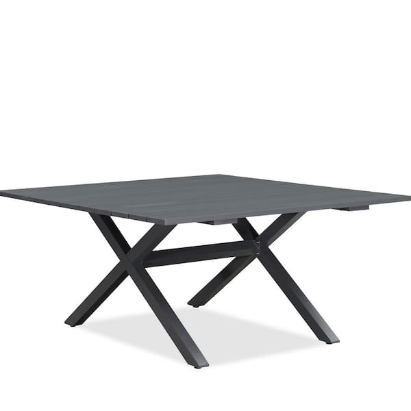 PURPLE LEAF Patio Dining Table All-Weather Wicker Outdoor Patio Furniture All Aluminum Frame for Garden Backyard Deck, Grey