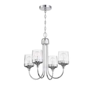Wrenn 4-Light Chrome Finish w Clear Glass Transitional Chandelier for Kitchen Dining Foyer No Bulb Included