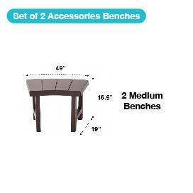 Gray Plastic Medium Spa Accessory Benches Set