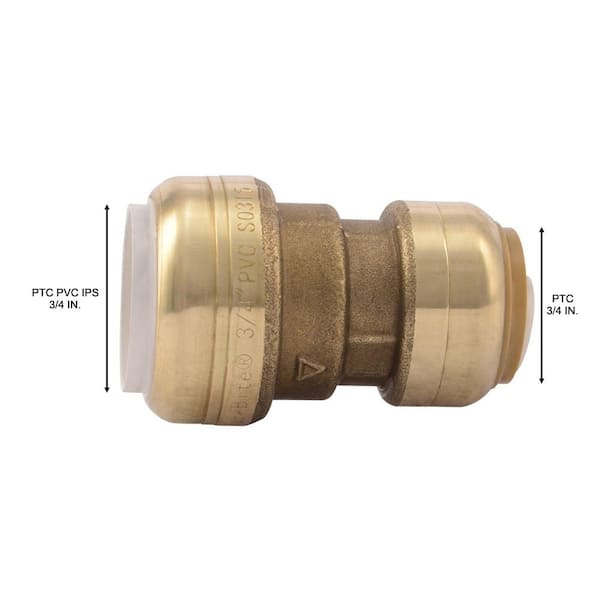 Sharkbite 3 4 In Push To Connect Pvc Ips X Cts Brass Conversion Coupling Fitting Uip4016a The Home Depot