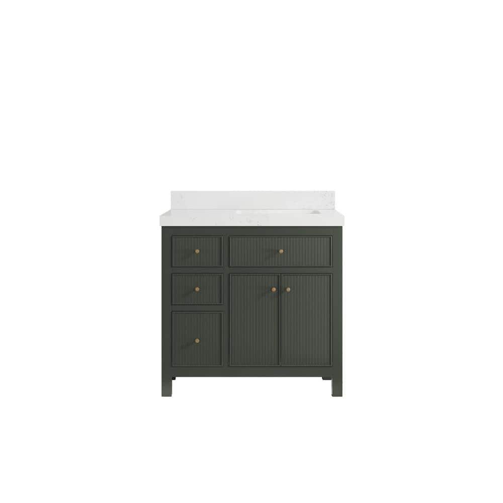 Sonoma 36 in. W x 22 in. D x 36 in. H Right Offset Sink Bath Vanity in Pewter Green with 2 in. Empira Quartz Top price history on PriceWatchPro