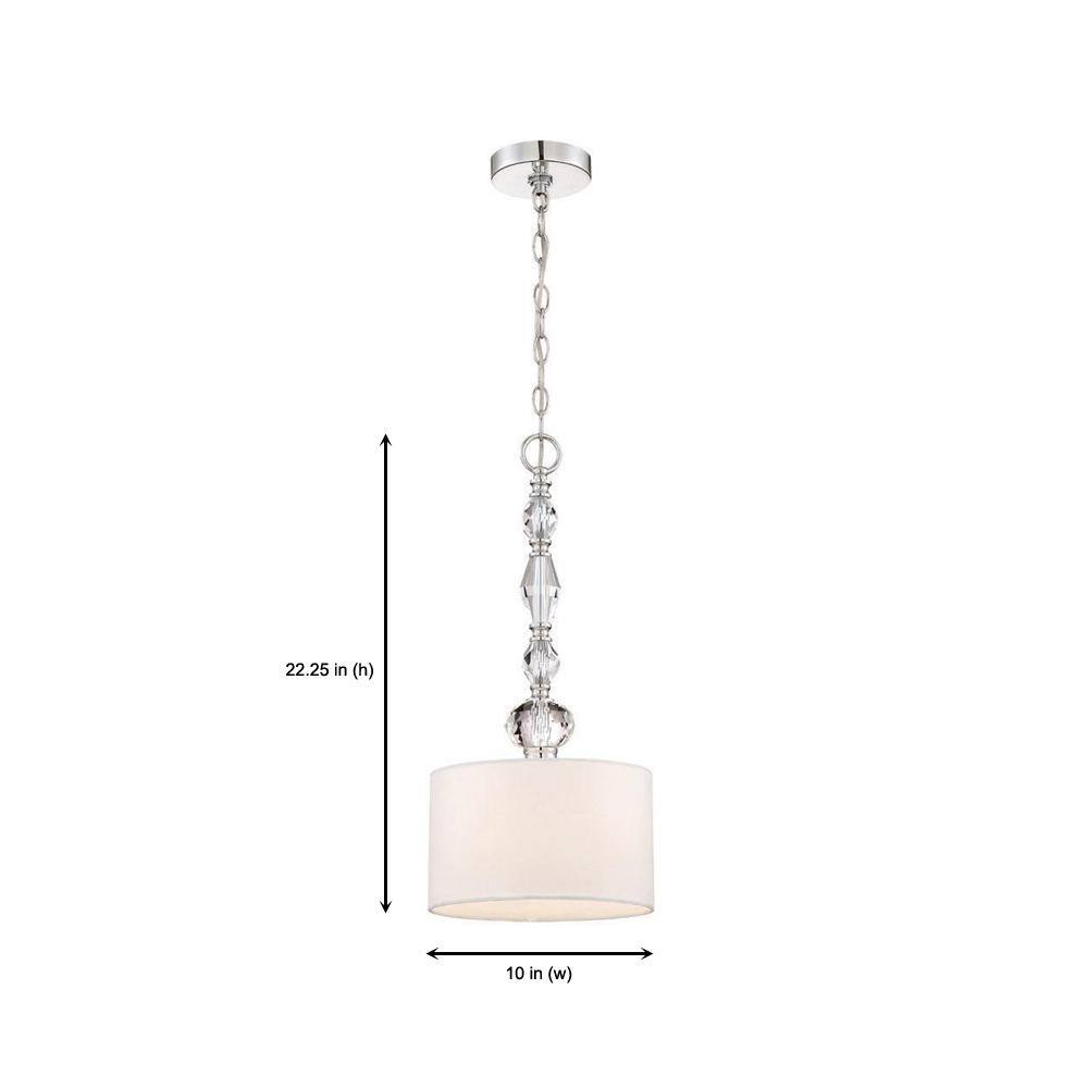 Adjustable Chrome Mini Drum Pendant Light with Crystal Accents