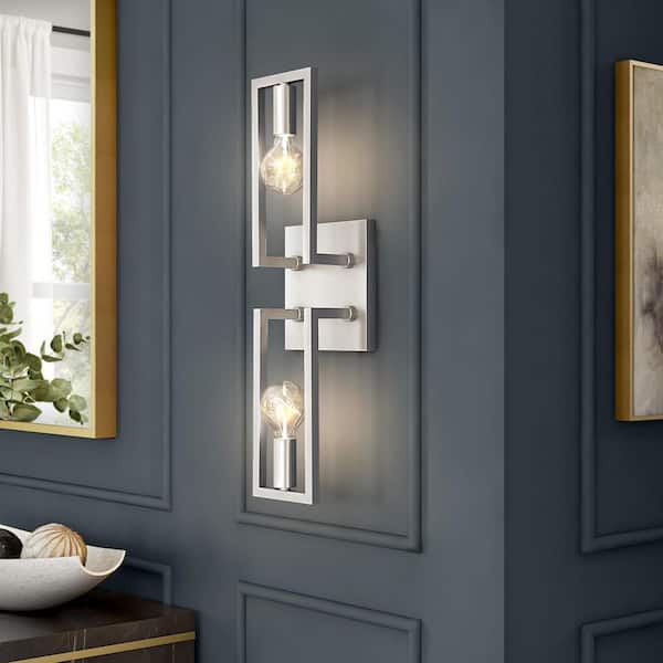 Designers Fountain Finni 5 in. 2-Light Polished Nickel Retro Wall Sconce