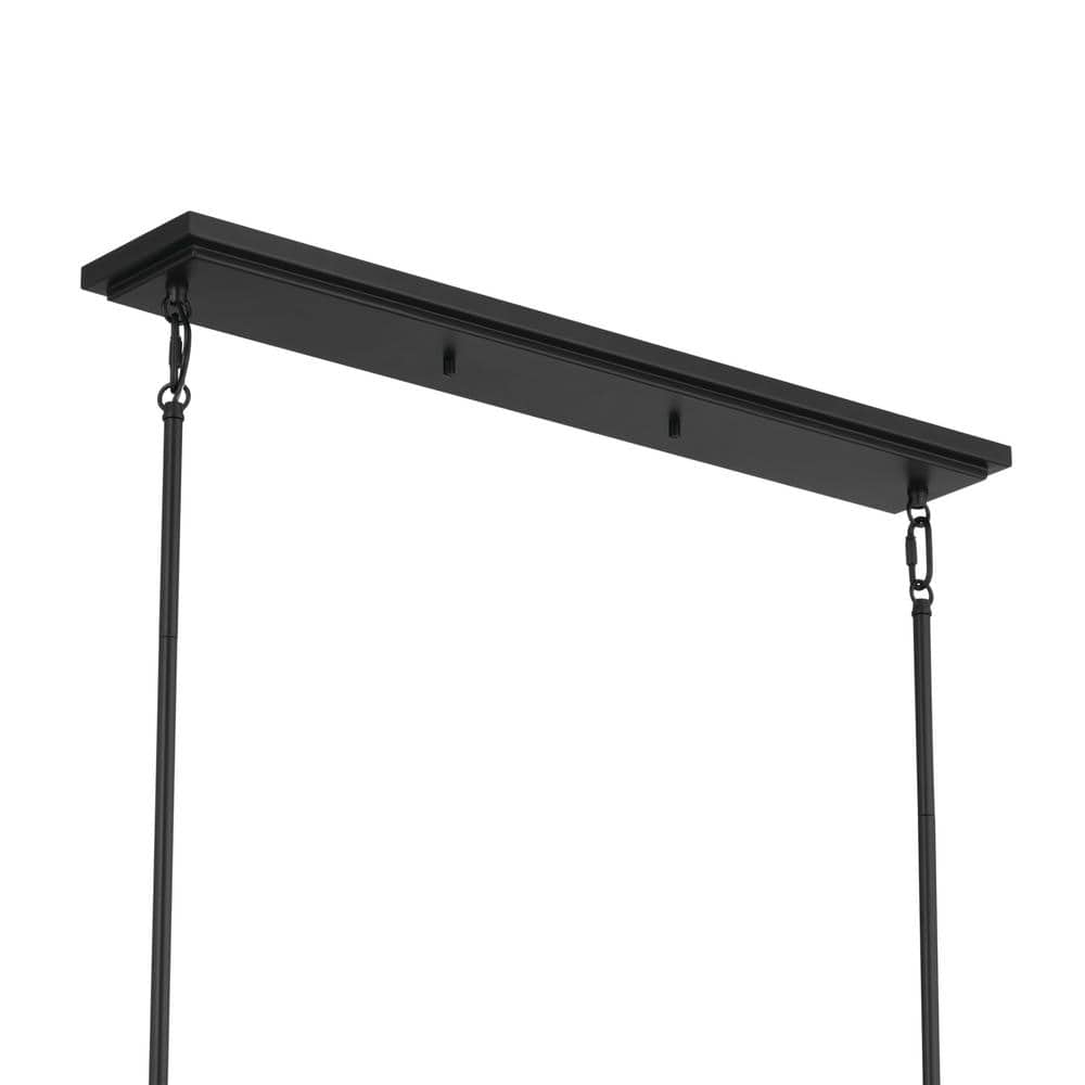 Elegant Ali Black Fabric Drum Shade 10-Light Linear Chandelier