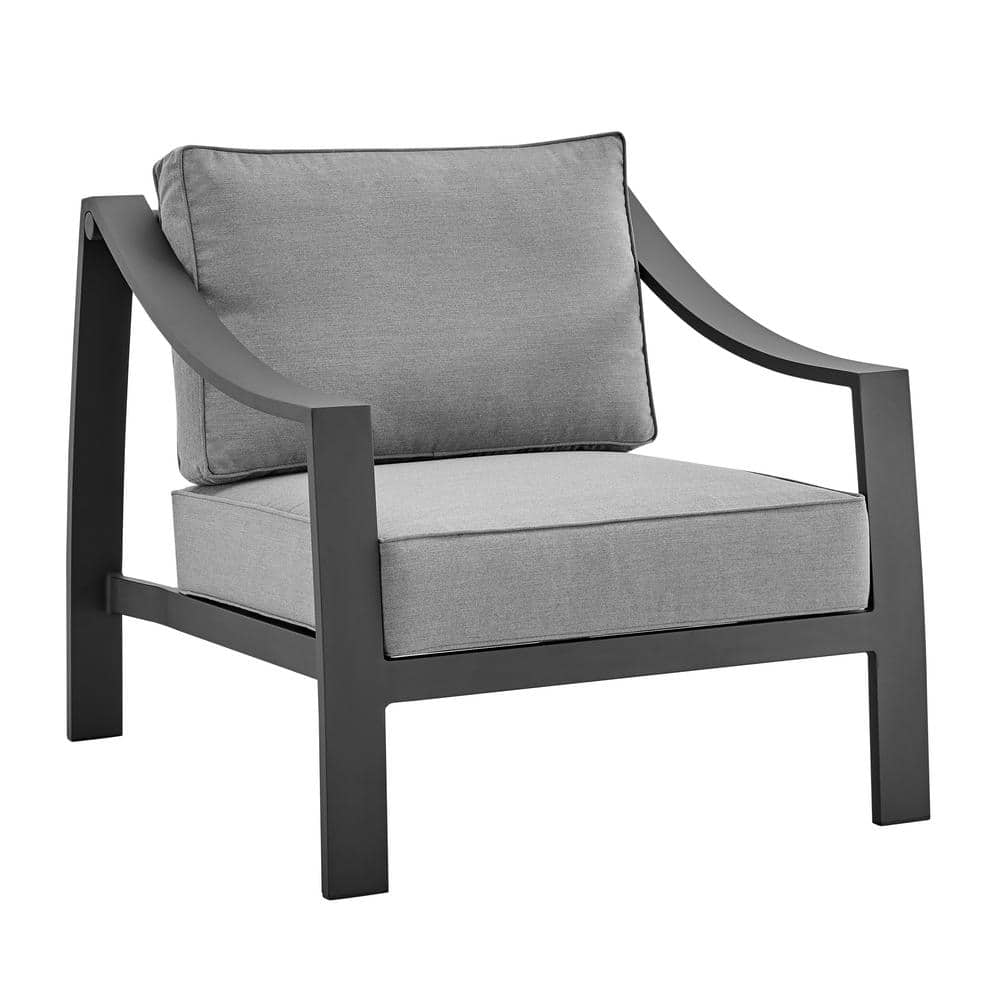 Koda Black Aluminum Outdoor Chair with Gray Cushions