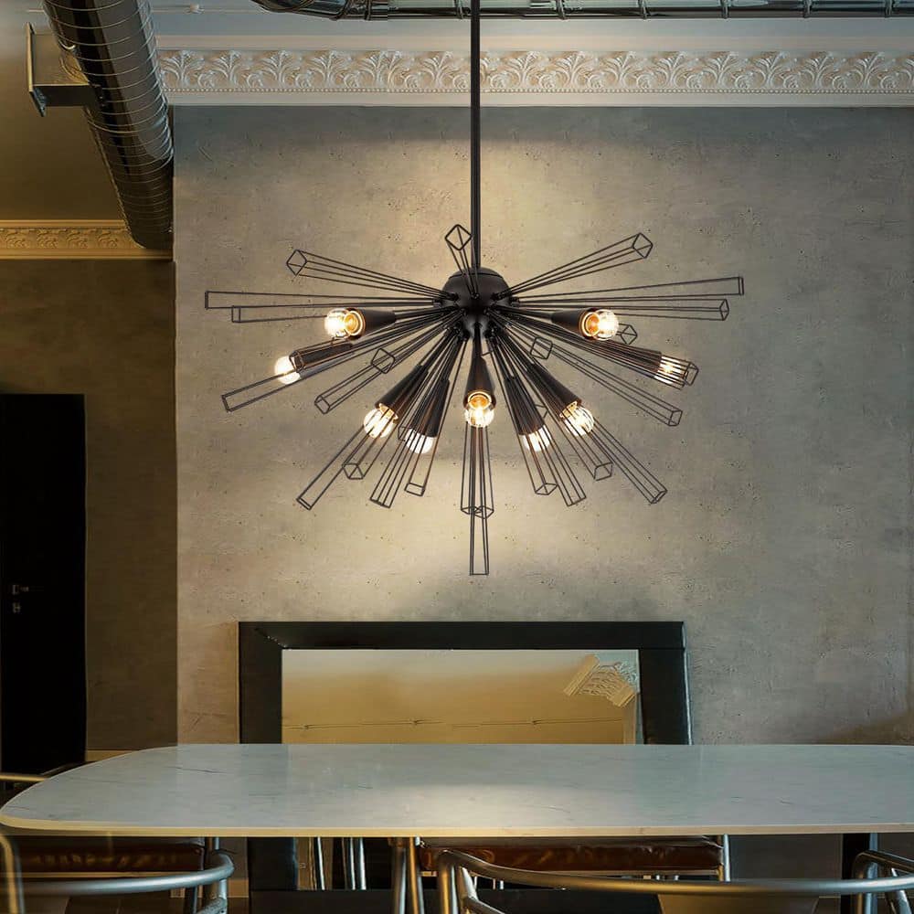 EDISLIVE Aquin 10-Light Black Modern Geometric Sputnik Chandelier ...