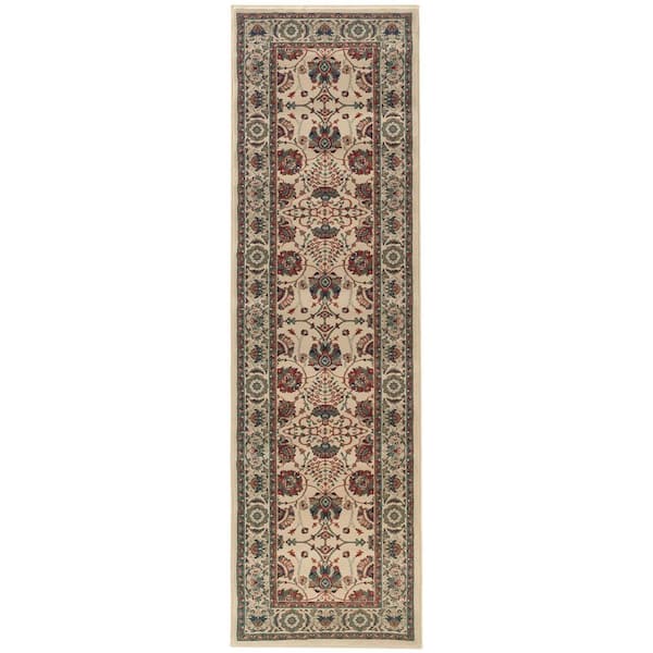 2 ft. x 8 ft. Red Floral Washable Area Rug