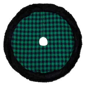 48 in. Green and Black Plaid Christmas Tree Skirt