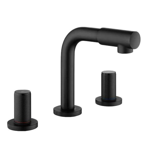 Lilac 8 Inch Widespread 2-Handle Faucet with 360 Degree Swivel Nozzle and Spout in Matte Black