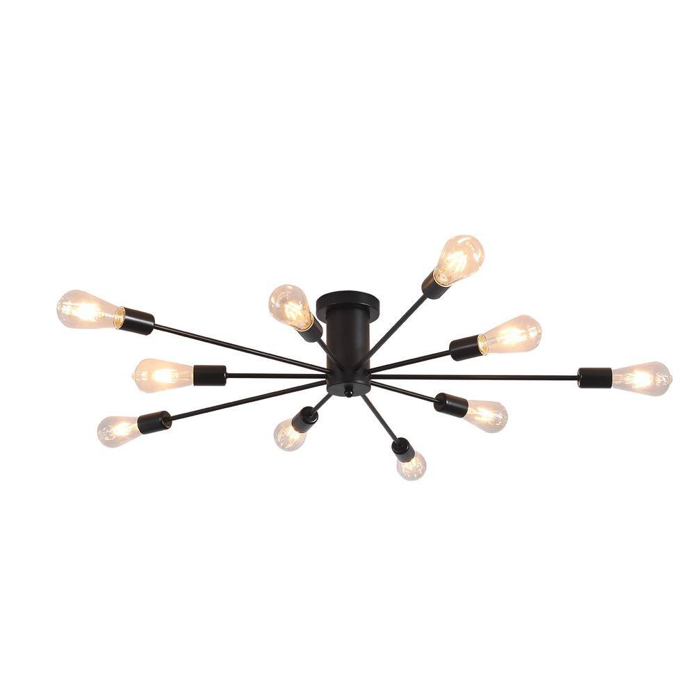 34.2 in. 8-Light Black Sputnik Flush Mount for Living Room Chandelier Ceiling Light price history on PriceWatchPro