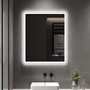 30 in. W x 36 in. H Rectangular Framed LED Anti-Fog Wall Mount Bathroom Vanity Mirror in Black, Front Light and Backlit