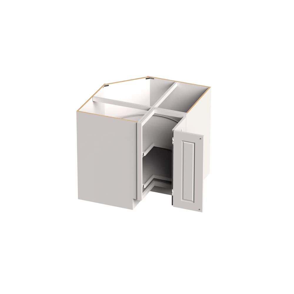 Shaker Style 36" W x 24" D x 34.5" H  Wood Frame Ready to Assemble Lazy Susan Corner Base Cabinet in Shaker White