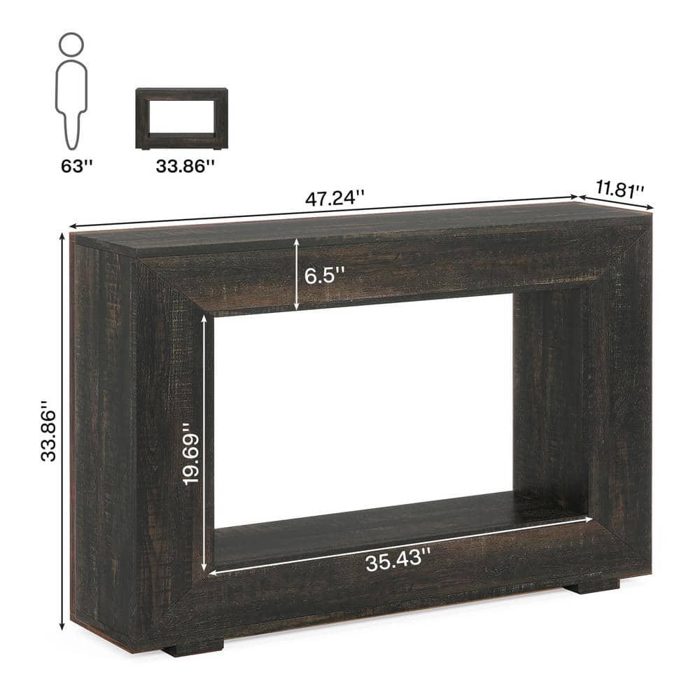Dark Gray 47" Wood Console Table with Storage