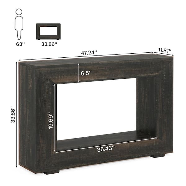 Turrella 47 in. Dark Gray Rectangle MDF Console Table with Storage, Accent Table for Living Room, Entrance, Hallway