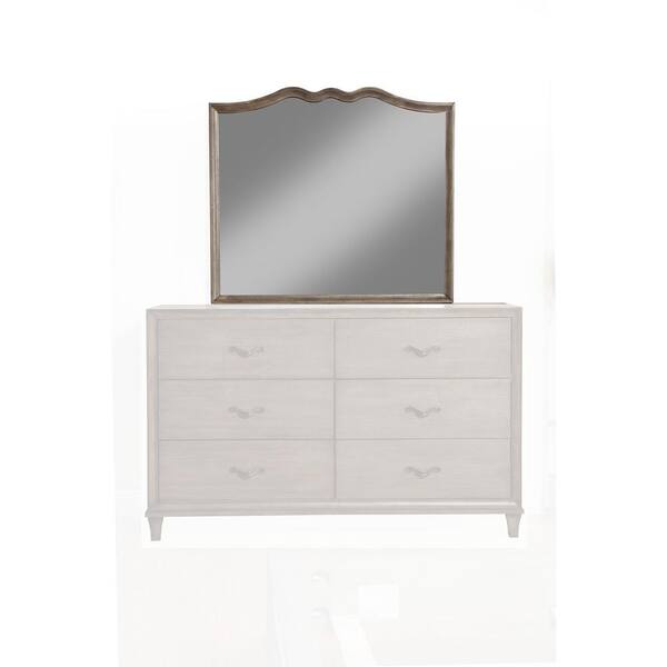 Alpine Furniture Charleston 42 in. W x 37 in. H Wood Antique Grey Frame Vanity Mirror