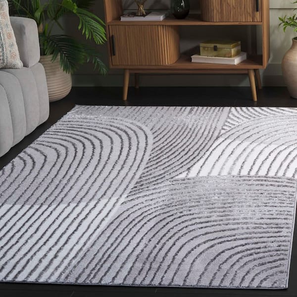 Maya Ivory/Gray 8 ft. x 10 ft. Geometric Abstract Area Rug