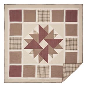 Cider Mill Khaki Red Green Primitive Queen Cotton Quilt