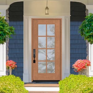 Regency 36 in. x 80 in. Full 8-Lite Right-Hand/Inswing Clear Glass Autumn Wheat Stained Fiberglass Prehung Front Door