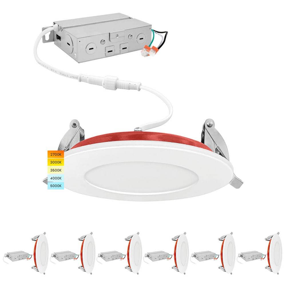 3 in. Ultra Thin Canless Integrated LED Fire Rated Recessed Light 5CCT New Construction 500-Lumens Dimmable (6-Pack) price history on PriceWatchPro