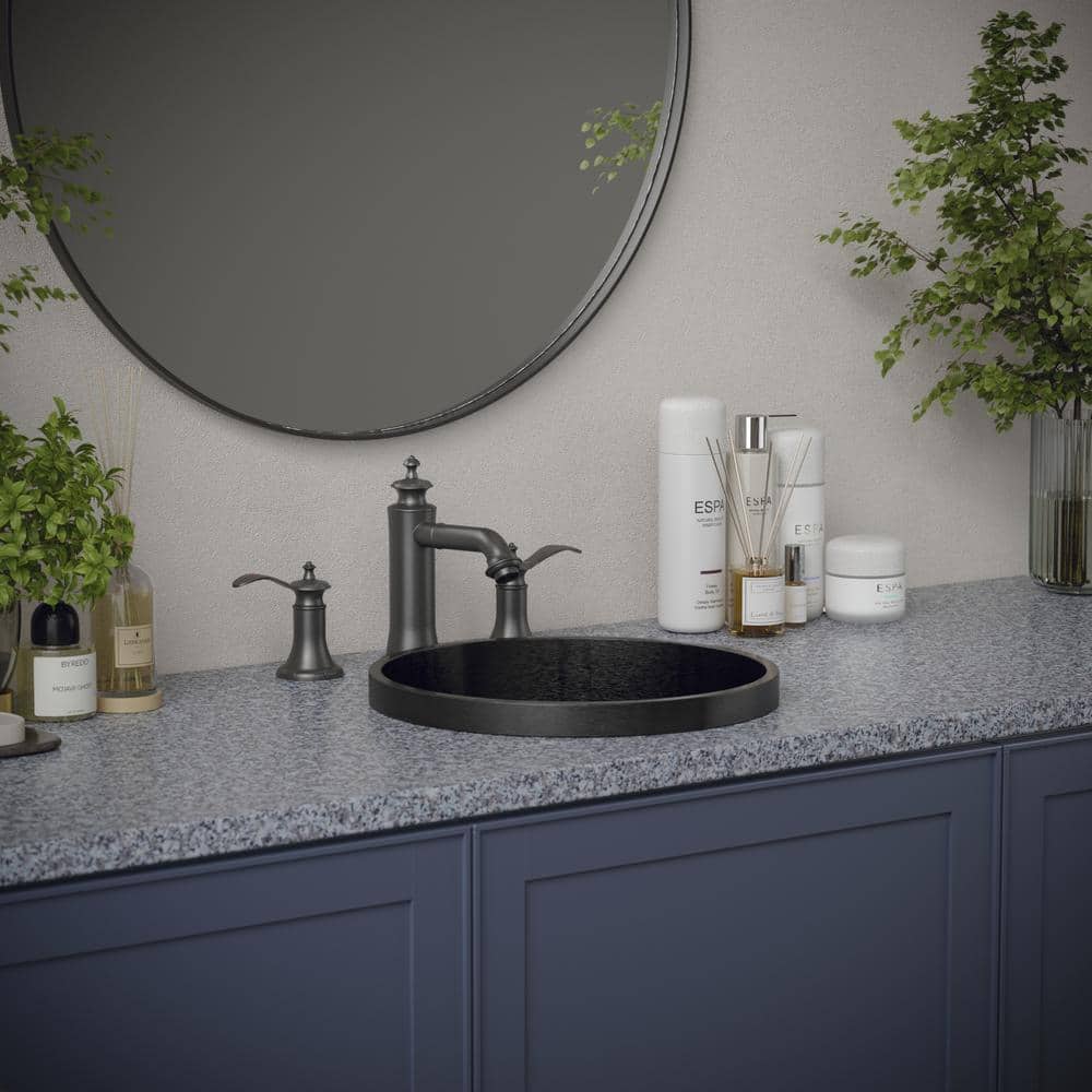 Gunmetal Grey 15'' Stainless Steel Circular Bathroom Sink