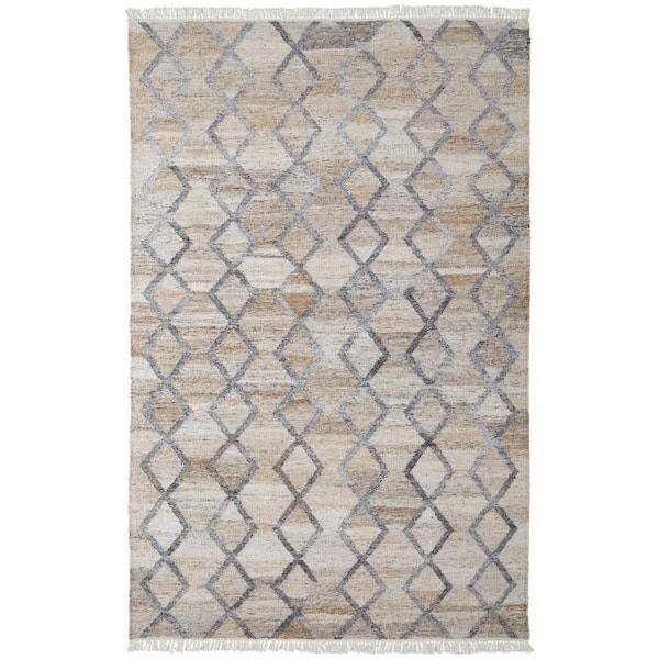 HomeRoots Gray and Ivory Geometric 10 ft. x 13 ft. Area Rug