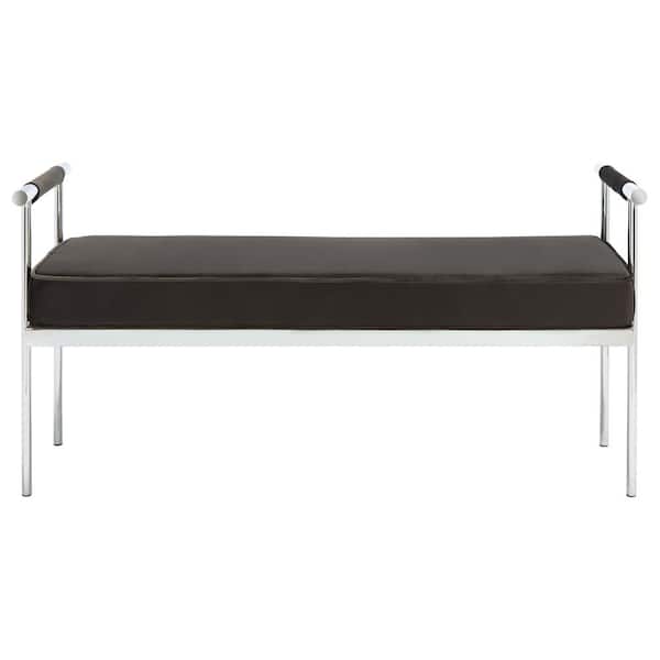 SAFAVIEH Pim Shale/Chrome Bedroom Bench with Cushion 48 in.