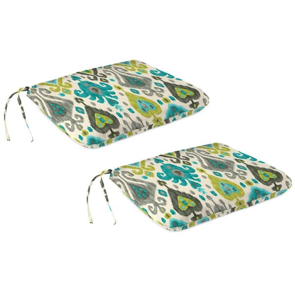 20 in. W x 18 in. D x 3 in. T Rectangular Outdoor Seat Cushion in Paso Turquoise (2-Pack)