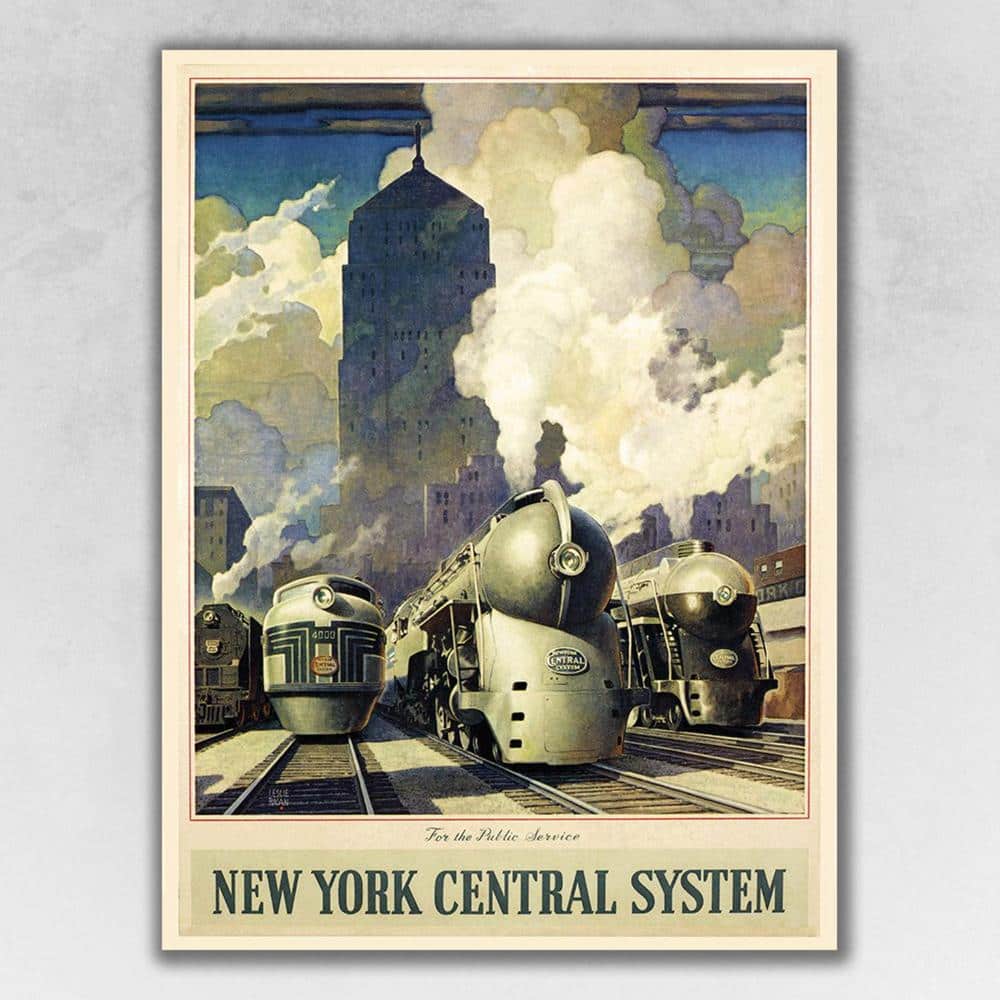 Charlie New York Railroad Vintage Travel by Leslie Ragan Unframed Art Print 14 in. x 11 in. price history on PriceWatchPro