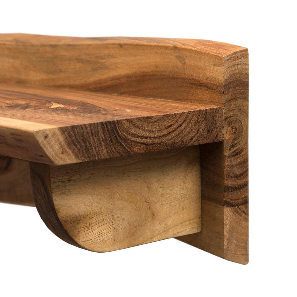 Alpine Natural Live Edge Acacia Wood 48" Mantel Shelf