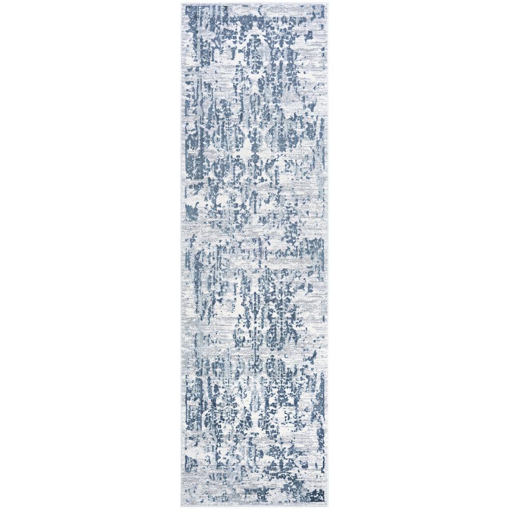 Couristan Calinda Samovar Steel Blue-Ivory Runner Rug