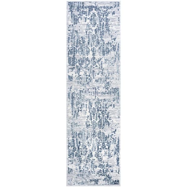 Couristan Calinda Samovar Steel Blue-Ivory 2 ft. 3 in. x 7 ft. 6 in. Runner Rug