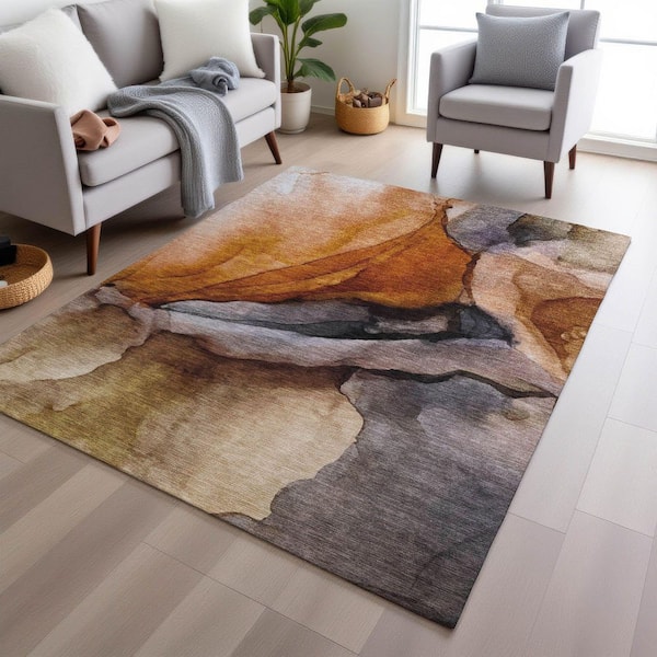 Chantille Machine Washable Indoor/Outdoor Abstract ACN1937 Paprika 10 ft. x 14 ft. Area Rug