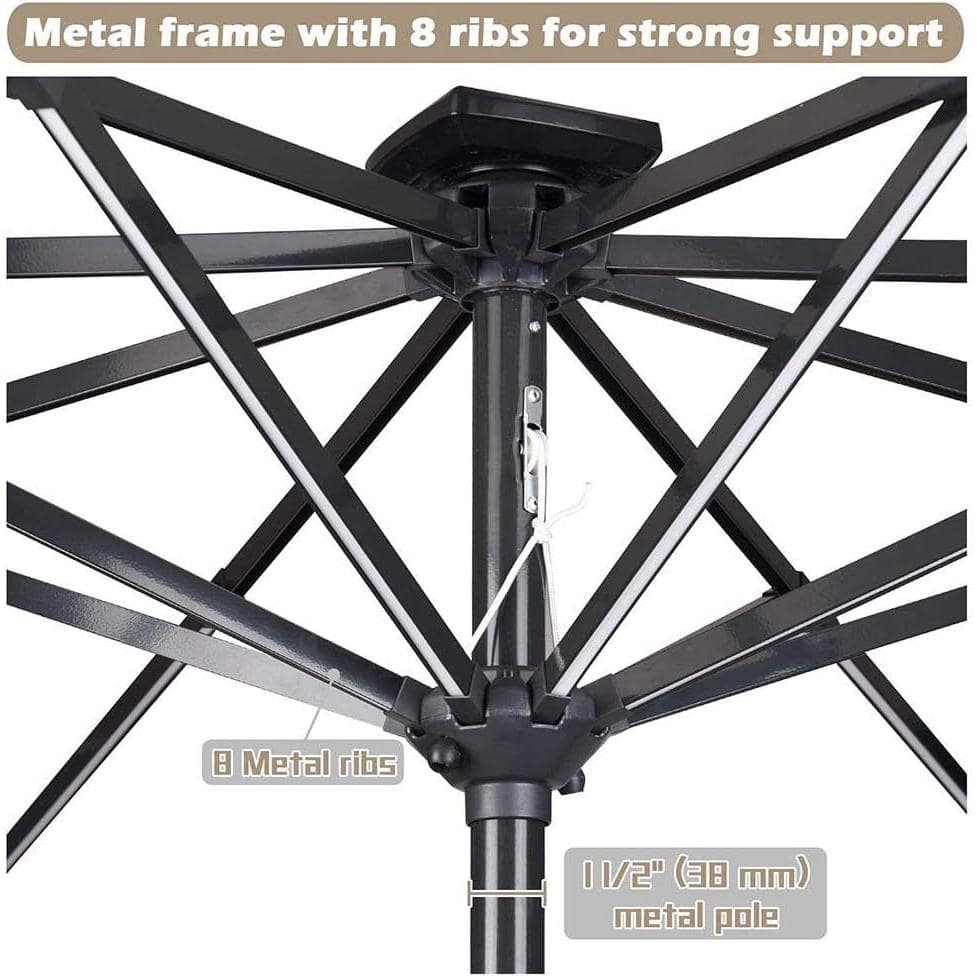 10ft Red Solar LED Market Patio Umbrella with Steel Pole