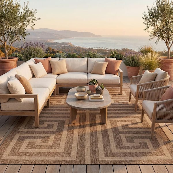 Zirelle Contemporary Brown 8 ft. x 10 ft. Outdoor Area Rug