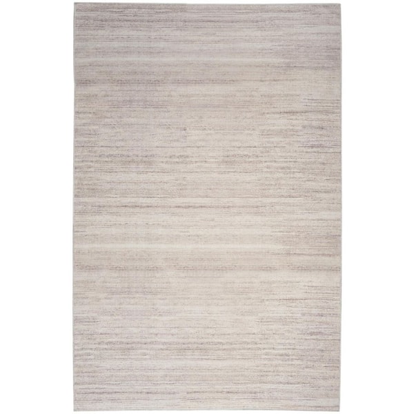 5 ft. x 7 ft. Ivory and Light Brown Abstract Washable Area Rug