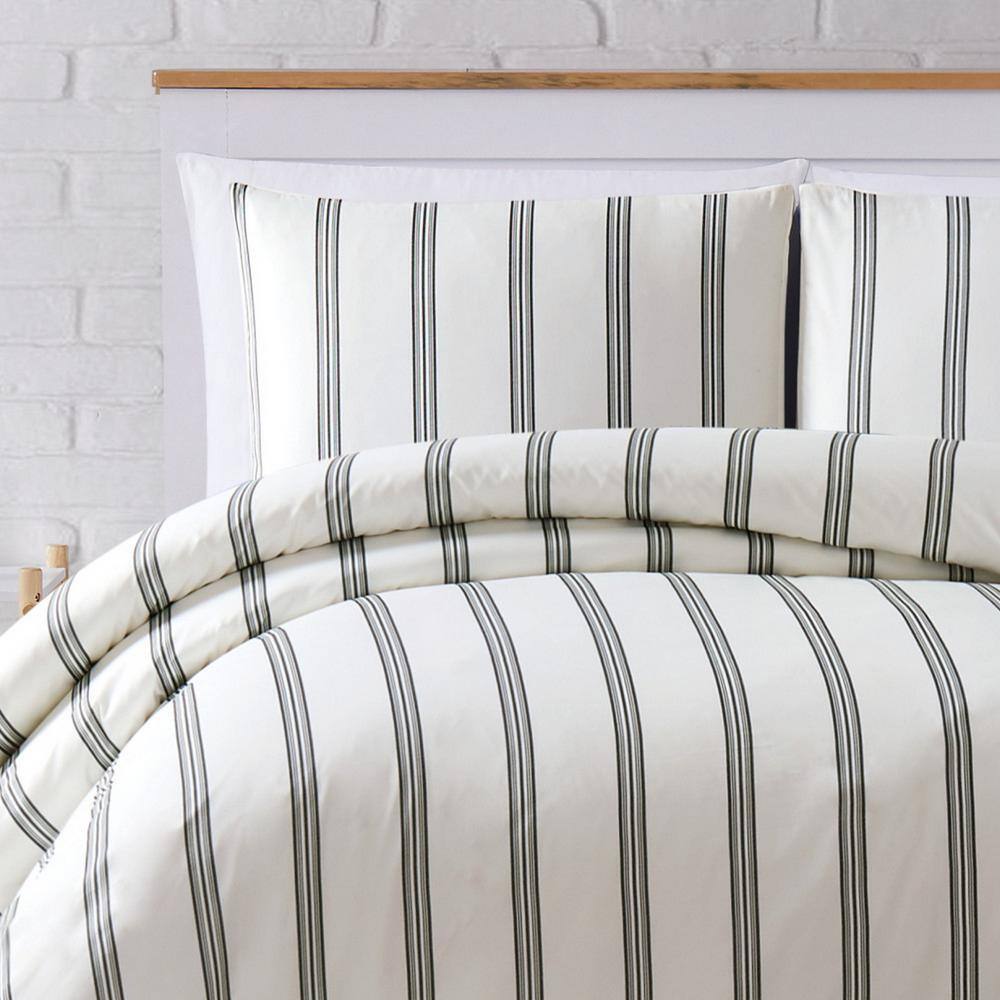 Scandinavian Striped Full/Queen Cotton Duvet Cover Set