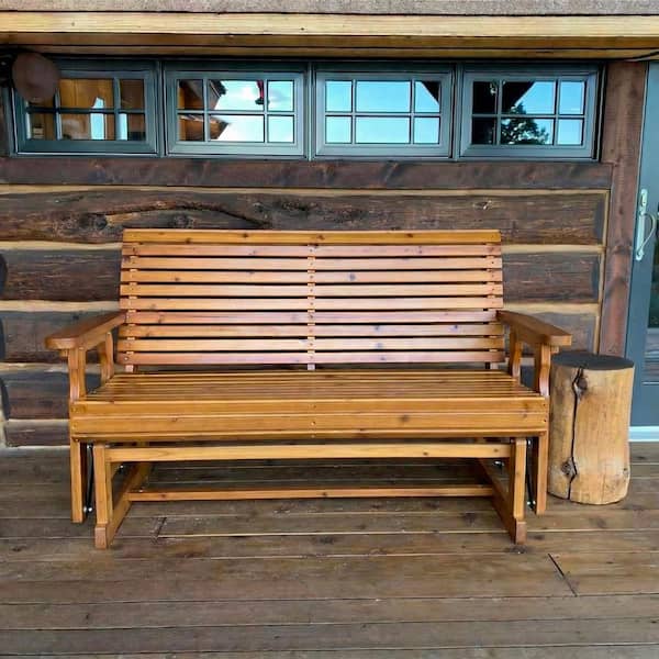 Fortune Candy 50.7 in. Fir Wood Patio Glider Bench, 2-Person, High