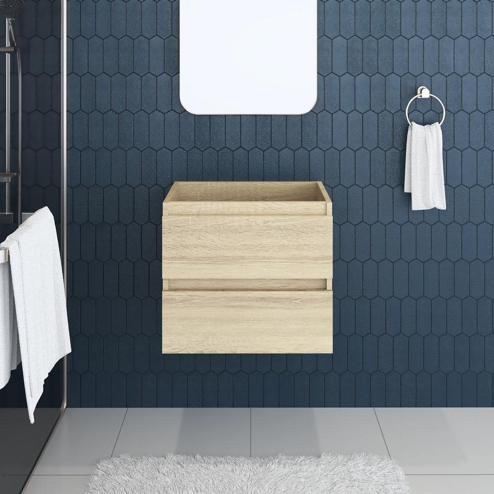 White Particle Board Wall-Mounted Floating Vanity Cabinet, 23.5 in.