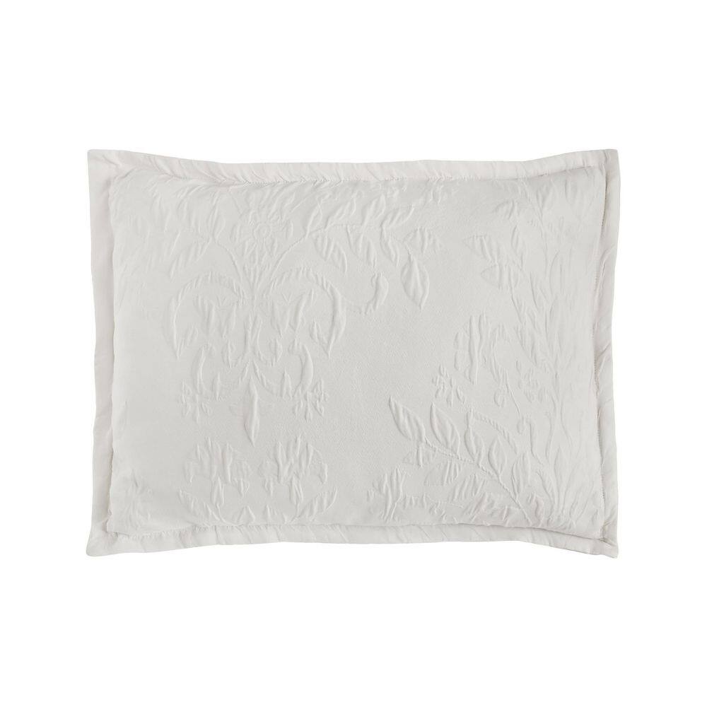Rowland White Twin Cotton Floral Matelassé Duvet Cover Set