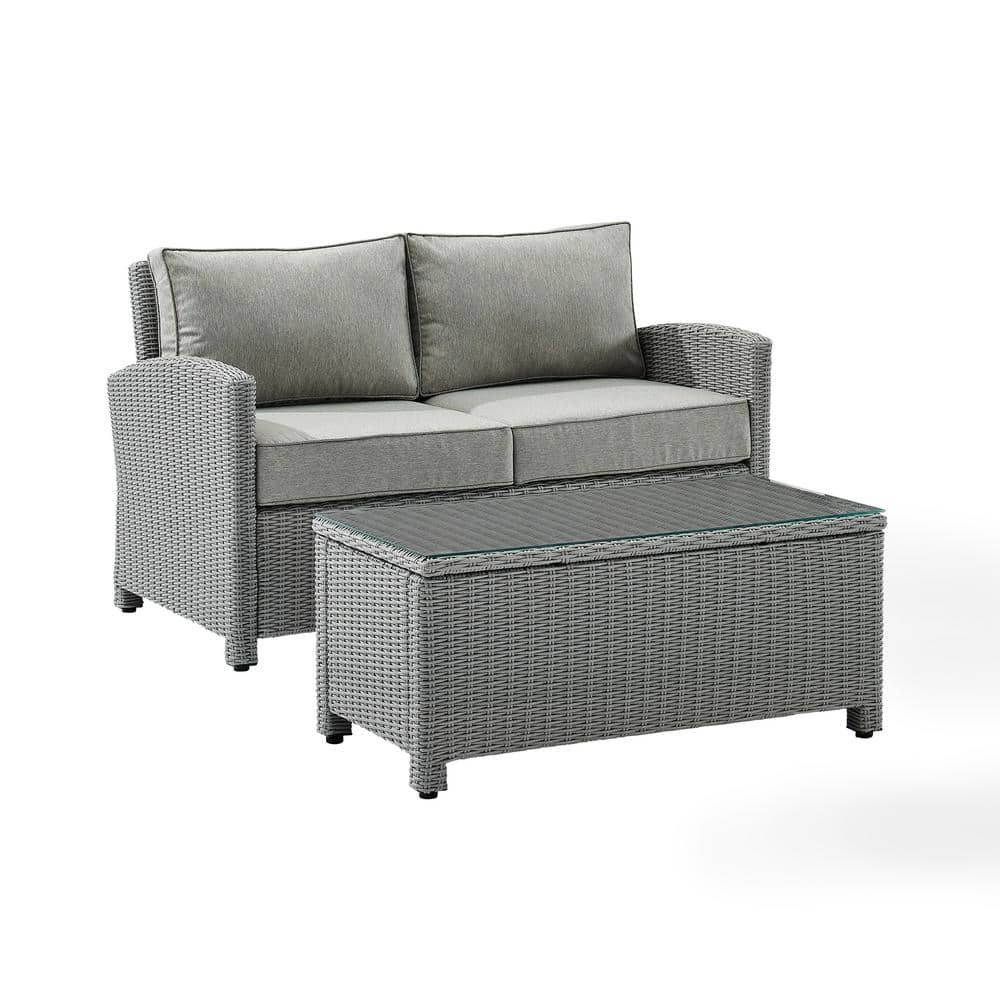 Bradenton Gray 2-Piece Wicker Outdoor Patio Conversation Set with Gray Cushions price history on PriceWatchPro